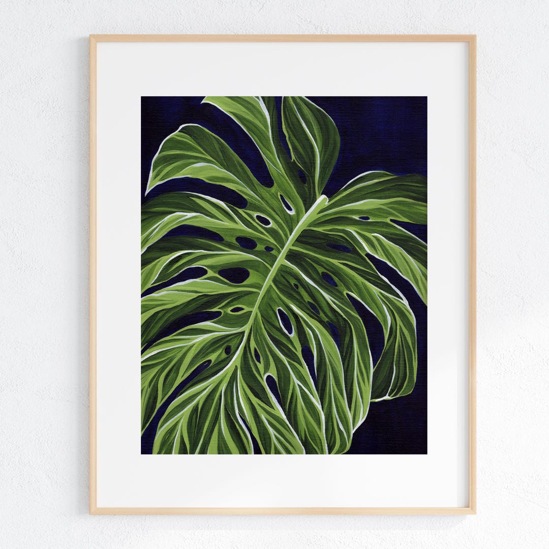 Monstera Leaf Wall Art | Tropical Botanical Print, Green Plant Art ...