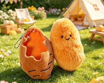 Niedliche Geröstete Süßkartoffel Plüsch-Puppe, abnehmbares Design, Tasche Schlüsselanhänger Charme, ästhetisches Dekor für Mädchen, perfektes Geburtstagsgeschenk für Kinder