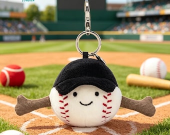 Jellycat Fun Sports Baseball Keychain Pelztier-Spielzeug - Baseball-Enthusiast - Geburtstags- und Weihnachtsgeschenk
