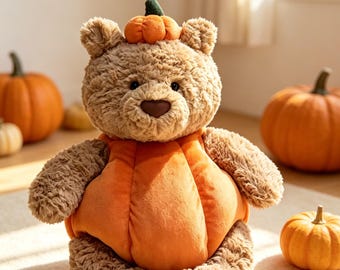 Jellycat Bartholomäus Bär Kürbis – niedlicher Herbstbär mit Kürbishut, weiches Kuscheltier, neu mit Tags