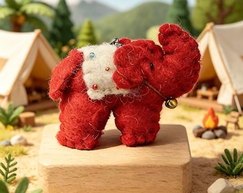 Hand gefilzte Elefant Ornament, Miniatur Wolle Tier, Sackleinen Kragen Schlüsselbund Dekoration, Anhänger, Tasche Schlüsselanhänger Dekoration Artikel, Geburtstagsgeschenk