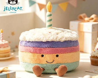 Jellycat Spaß Regenbogen Geburtstagskuchen Kuscheltier Puppe Geburtstagsgeschenk Dekorationsartikel