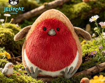 Jellycat Plume Cardinal Plüsch, niedlicher Vogel Stofftier für Wohnkultur & Andenken
