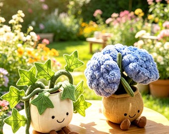 Jellycat Amuseable Blumentopf Plüschtier Efeu & Hortensie Topfpflanze Gefüllte Puppe Niedliche weiche Pflanze Plüsch für Kinderzimmer Dekor Gib es Mama