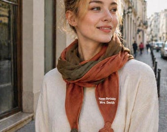 Sciarpa personalizzata in cotone e lino, sciarpe da donna alla moda, regalo di compleanno, scialle morbido, leggero e traspirante, ecologico, perfetto per tutte le stagioni.