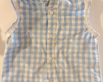 Girls 3T sleeveless upcycled button down blouse