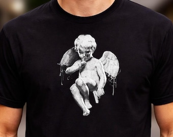 Dark Angel Cherub Graphic T-Shirt, Gothic Streetwear Art Tee