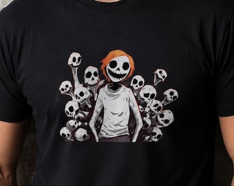 Gothic Skull Graphic T-Shirt, Skeleton Horror Tee, Dark Streetwear Apparel