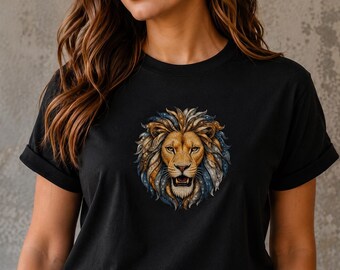 Boho Lion Graphic T-Shirt, Artistic Animal Tee, Nature Inspired Streetwear