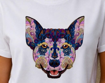 Celtic Floral Dog T-Shirt, Colorful Boho Animal Graphic Tee, Gift for Dog Lovers