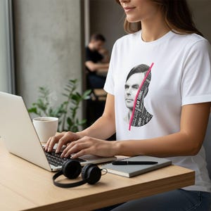 Alan Turing AI Cryptography Graphic Tee, Enigma Machine Coding Shirt