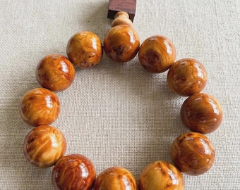 One-of-a-Kind Aromatic Cypress Wood Mala | Burl & Ghost Eye Grain | 20mm Meditation Beads