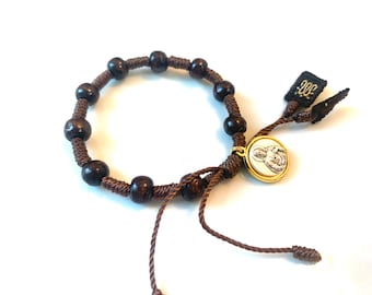 Scapular Medal Two tone Reversible- Rosary Bracelet