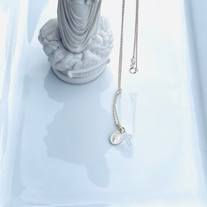 Girl Sterling Silver Miraculous Medal And Crystal Cross Necklace