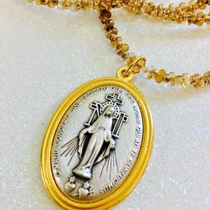 Miraculous Medal Necklace Golden luster Crystal Rope image 4