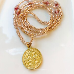 St Benedict Rose Lampwork Necklace