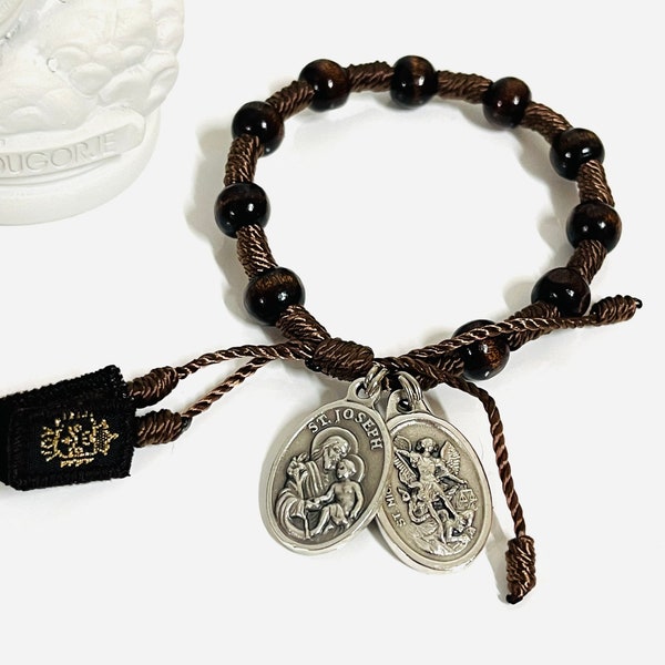 Every man’s St Michael St Joseph Scapular Rosary Bracelet