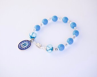Rosary Bracelet Full Color Miraculous Medal Turquoise