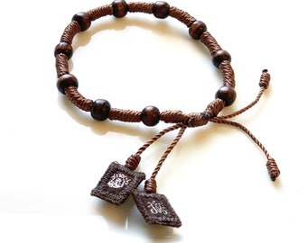 Mt Carmel Wood Adjustable Men's Rosary Bracelet