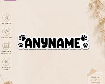 Personalized Dog Paw Name Sticker, Custom Pet Lover Name Decal, Cute Puppy Paw Print Gift, Animal Lover Waterproof Sticker for Laptop