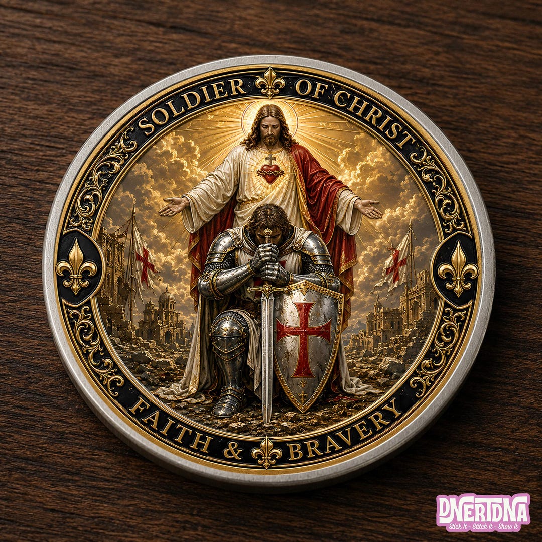 Soldier of Christ Challenge Coin, Christian Knight Collectible Metal ...