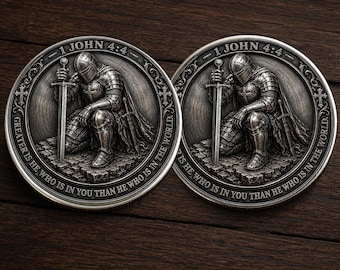 Greater Is He Who Is In You Than He Coin, Christian Knight Strength & Courage Coin Chip Appreciation Keepsake Gift