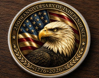 Pièce du défi du 250e anniversaire de l'indépendance, aigle patriotique en métal de collection, souvenir de l'appréciation de la puce commémorative des États-Unis de 1776 à 2026