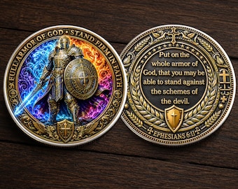 Full Amor Of God Coin, Ephesians 6 11 Bible Verse Inspirational Christian Faith Coin Chip Appreciation Keepsake Gift