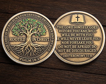 Rooted In Christ The Lord Is My Rock Coin, Psalm 18 2 Bible Verse Christian Encouragement Coin Chip Appreciation Keepsake Gift
