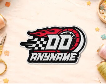 Custom Racing Name Number Patch, Personalized Motocross Embroidered Patch, Dirt Bike Racer Iron On Patch, Race Team Sports Gift