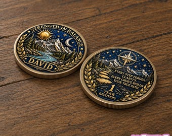 Personalized Sobriety Coin, Strength In Balance Recovery Token, Custom Sober Anniversary Gift, Recovery Coin Chip Appreciation Keepsake Gift