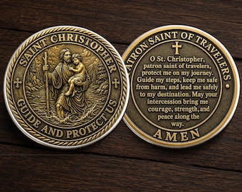 Saint Christopher Guardian Coin Catholic Protection Religious Traveler Coin Chip Appreciation Keepsake Gift