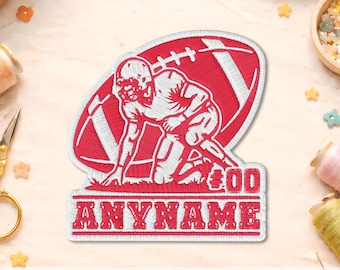 Custom Football Player Patch, Personalized Name Number Embroidered Patch, American Football Iron On Patch, Sports Team Gift for Kids