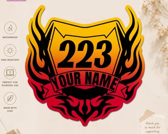 Custom Racing Name Number Sticker, Personalized Motorsports Car Race Decal, Dirt Bike Rider Helmet Graphic Gift for Kids Adults for Laptop