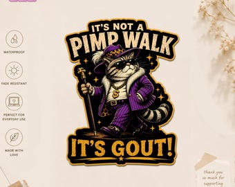 Ce n'est pas une promenade de proxénètes, c'est un autocollant de la goutte, drôle de chat, papa, vieil homme, humour sarcastique, dicton