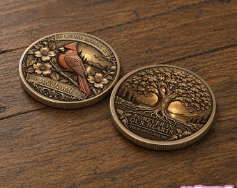 Custom Cardinal Memorial Coin, Personalized In Loving Memory Sympathy Gift, Loss Of Loved One Coin Chip Appreciation Keepsake Gift