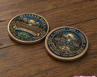 Custom Clean Date Sobriety Coin, Personalized Sober Anniversary, Recovery Motivation Token, Healing Journey Coin Appreciation Keepsake Gift