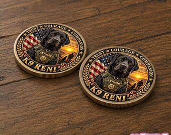 Personalized K9 Memorial Coin, Custom Police Dog Portrait, Service Dog Name, K9 Handler Working Dog Coin Chip Appreciation Keepsake Gift