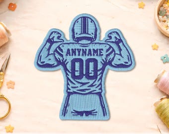Custom Football Player Name And Number Patch, Personalized Team Sports Patch, Embroidered Iron On Football Jersey Gift for Athlete Kids