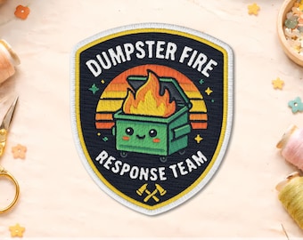 Dumpster Fire Response Team Patch, Adult Funny Office Humor Employee Worker Embroidered Patches for Backpacks, Clothes, Hats, Bags