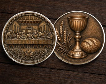 The Last Supper Christian Coin, Bread And Wine Jesus Worship Church Faith Religious Coin Chip Appreciation Keepsake Gift