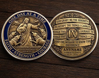 Custom Christian Sobriety Coin, Personalized Psalm 23 Bible Verse Recovery Token, Sober Anniversary Faith Gift, Custom Keepsake Gift