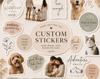 Custom Logo Sticker, Die Cut Waterproof Decal, Your Logo, Design or Photo. Personalized Vinyl Stickers for Laptop, Water Bottle, Helmet