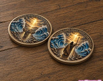 Moses Parting The Red Sea Coin, Christian Faith Gift, Bible Story Religious Scripture Token, Inspirational Coin Appreciation Keepsake Gift