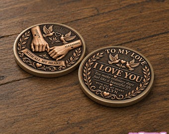 Personalized Anniversary Love Coin, Custom Couple Name Coin, Romantic Wedding Gift, Love Message Coin Chip Appreciation Keepsake Gift