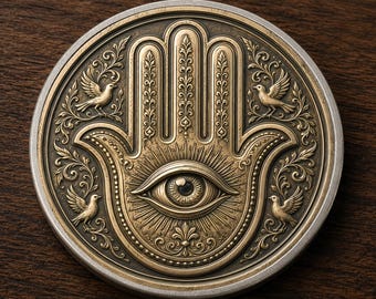 Evil Eye Token Good Luck Coin, Hamsa Hand Spiritual Awakening Coin Chip Appreciation Keepsake Gift