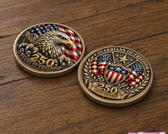 250 Years Of Freedom Coin, Patriotic Eagle Liberty Coin, 250th Anniversary Gift, American Freedom Coin Chip Appreciation Keepsake Gift