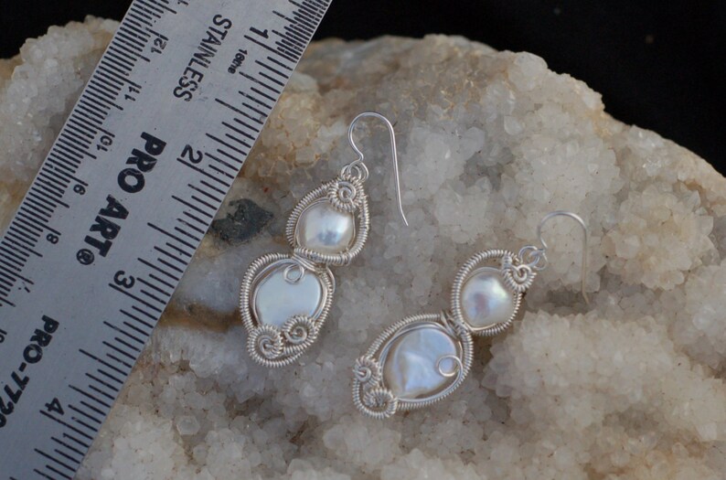 Large Fancy Pearl Earrings in Sterling Silver / Fantasy Etsy