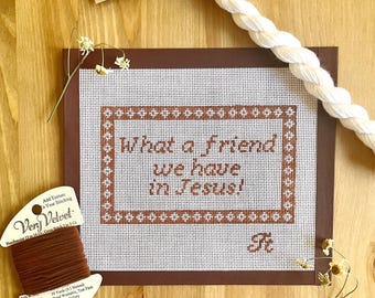 ¡Qué amigo tenemos en Jesús! Lienzo bordado