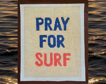 Lienzo bordado "Ora por el surf"